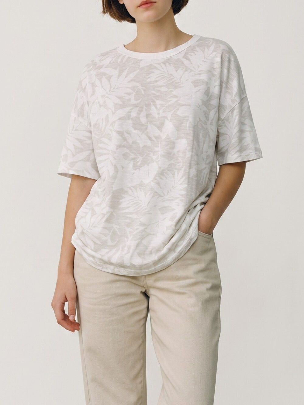 Aerie Tropical Boyfriend Oversized Distressed T Shirt Leaf